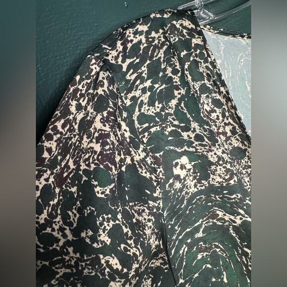 Zara Green Midi Long Sleeve Wrap Dress - Picture 5 of 6